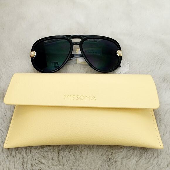 NEW Le Specs Missoma Jupiter Link Aviator Black Pearl Sunglasses - Picture 13 of 16